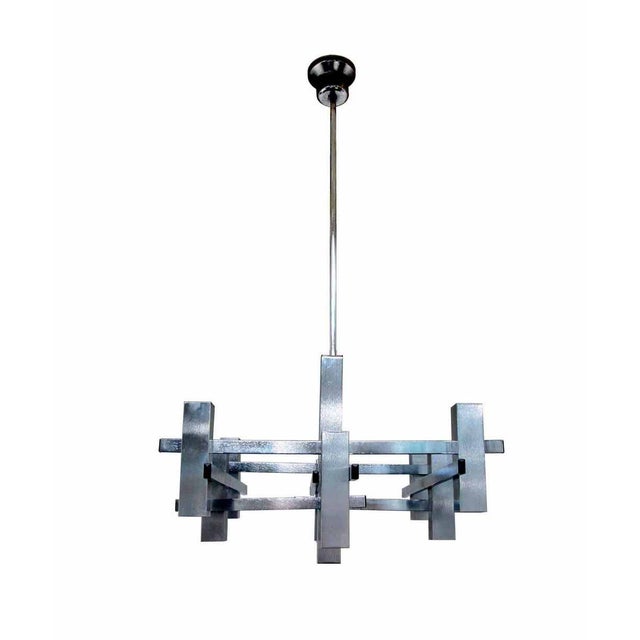 Chrome 1960s Chrome-Plated Gaetano Sciolari Cubist Brutalist Chandelier, Italy For Sale - Image 8 of 12