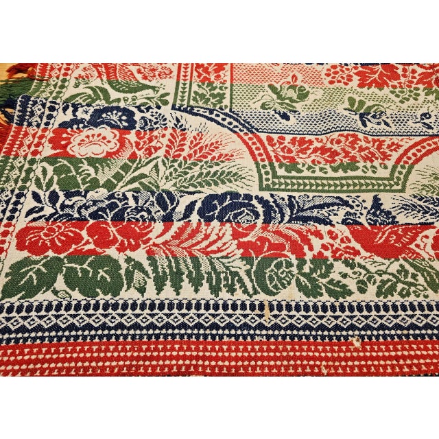 Mid-19th Century American Jacquard Coverlet With Floral & Bird Design For Sale - Image 10 of 12