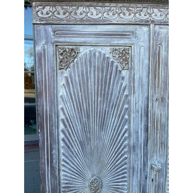 Ivory Anglo-Indian Solid Teakwood Press Armoire Wardrobe Cupboard, Mid 19th Century For Sale - Image 8 of 16