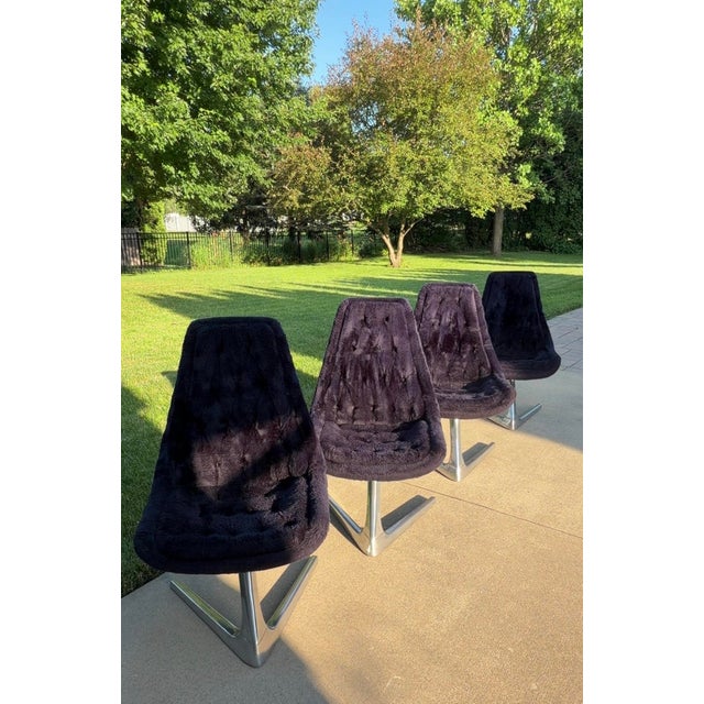 1960s Vladimir Kagan Sculpta Swivel Unicorn Chairs by Chromcraft Star Trek - Set of 4 For Sale - Image 10 of 12