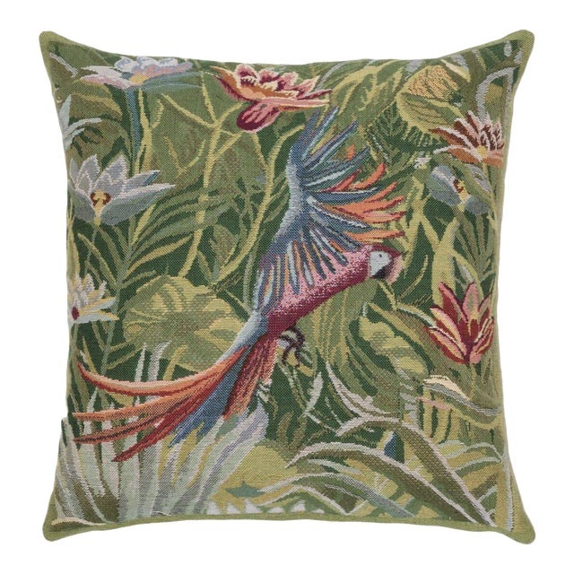 Tropical Parrot I Tapestry Cushion With Feather Filler - 43x43cm (17"x17") For Sale