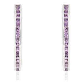 Purple Amethyst 0.72 Carat Gemstone Half Hoop Earrings- 2 Pieces For Sale