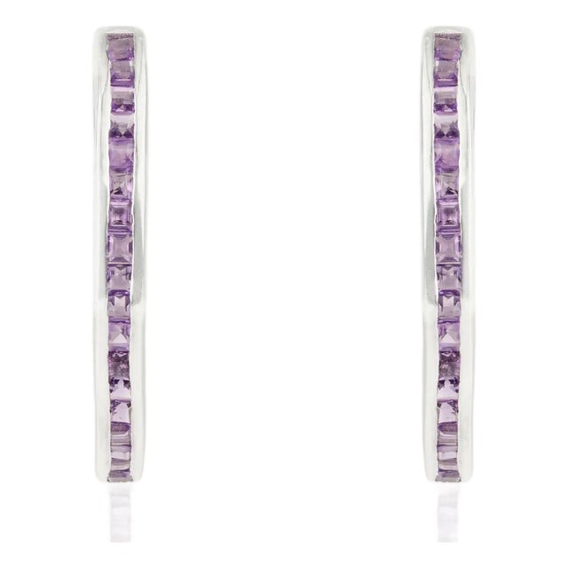 Purple Amethyst 0.72 Carat Gemstone Half Hoop Earrings- 2 Pieces For Sale