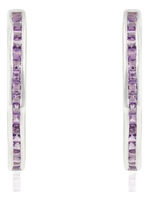 Purple Amethyst 0.72 Carat Gemstone Half Hoop Earrings- 2 Pieces
