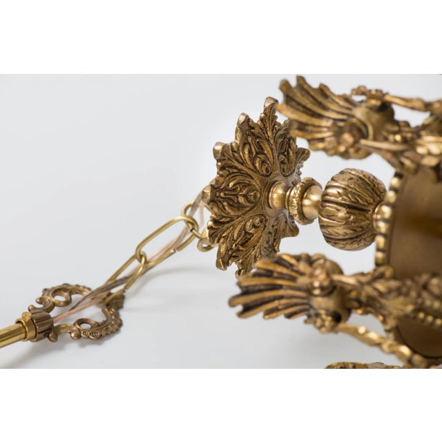 1950s Spanish Brass 3 Light Chandelier For Sale - Image 9 of 10