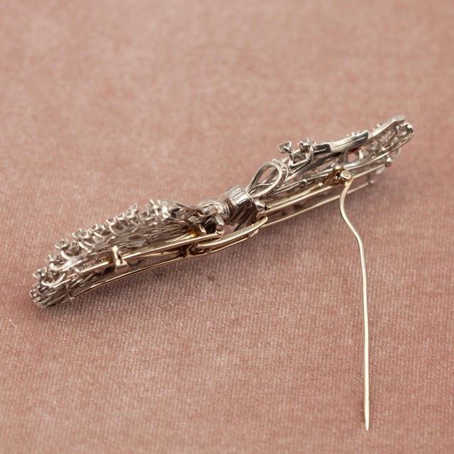 1950s Platinum Diamond Durette Clip Brooch For Sale - Image 11 of 11