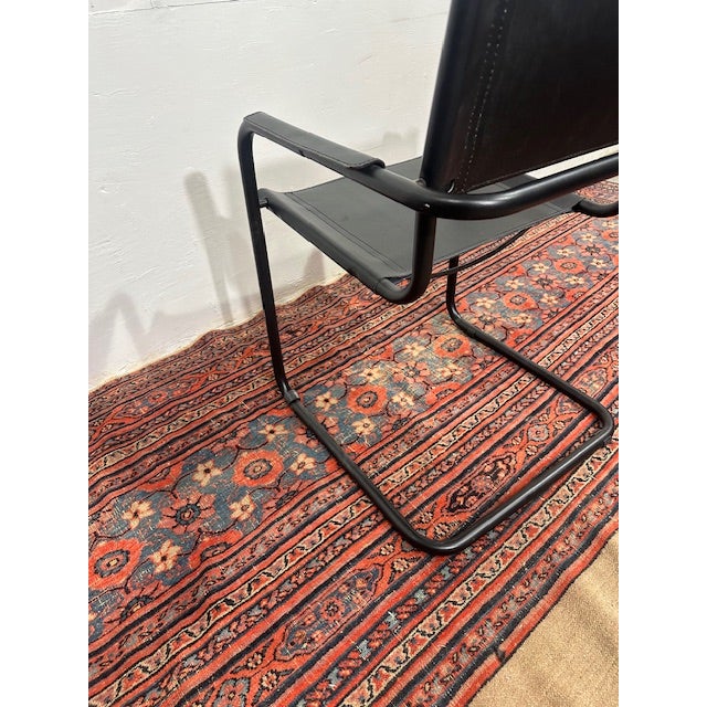 Mart Stam 1960s Mart Stam Style Black Leather Cantilever Chair For Sale - Image 4 of 7