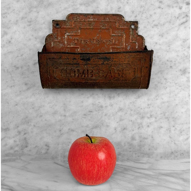 Antique Art Deco Red Tin Barber's Comb Case Holder, c. Early 20th Century - Pairs Nicely with Many Traditional & Eclectic...