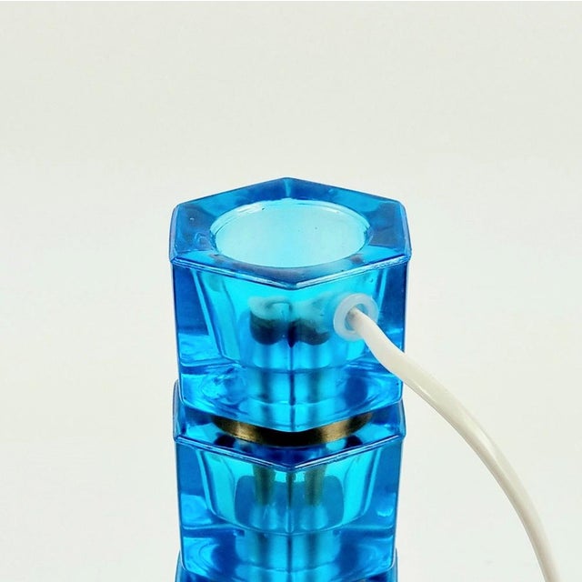 Metal Mid-Century Glass and Brass Table Lamp attributed to Carl Fagerlund for Orrefors, Sweden, 1960s For Sale - Image 7 of 8