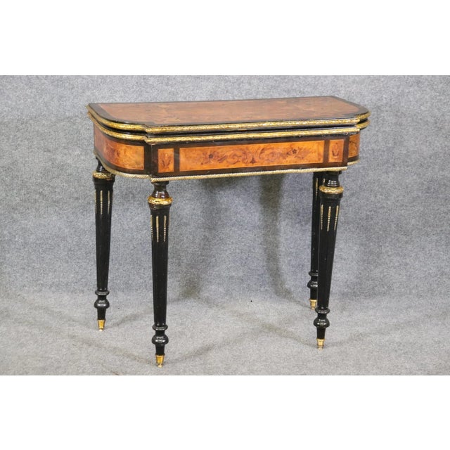 Bronze Mounted Inlaid Walnut Ebonized French Games Table Circa 1870 For Sale - Image 9 of 12