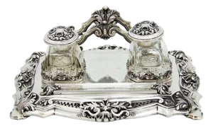 Inkwell with Embossed Silver Structure