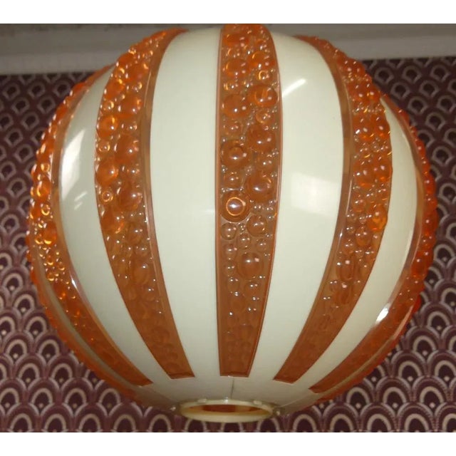 Ceiling Lamp in Orange-Cream Acrylic Glass, 1970s For Sale - Image 6 of 12