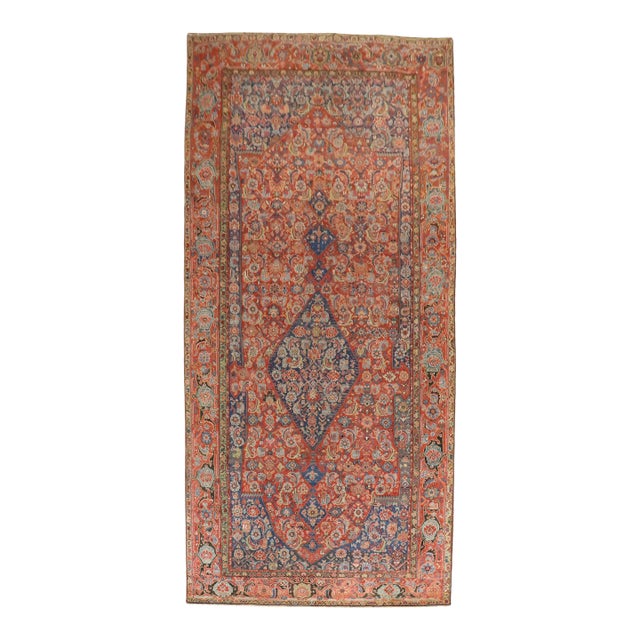 Zabihi Collection Red Blue Persian Corridor Rug For Sale