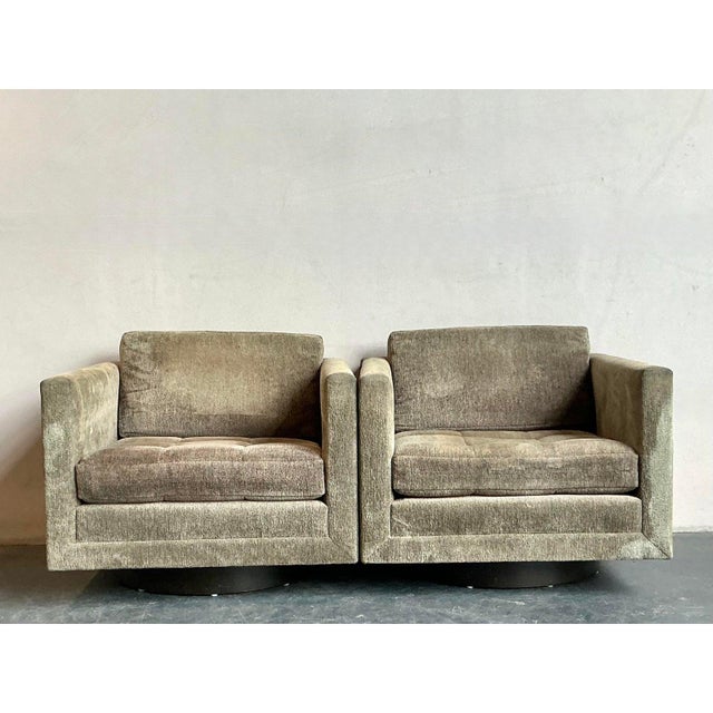 Mid-Century Modern Vintage Boho Harvey Probber Swivel Chairs - A Pair For Sale - Image 3 of 11