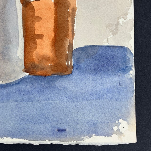 1970’s Original Abstract Expressionist Double Sided Watercolor Still Life Painting Signed For Sale - Image 4 of 5