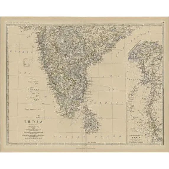 Late 19th Century Map of Southern India and Ceylon Sri Lanka, 1882 For Sale - Image 5 of 5