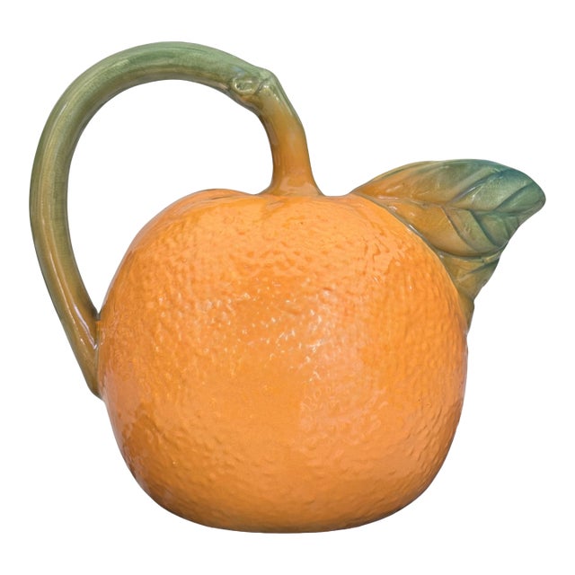 Vintage Majolica Style Citrus Motif Serving Pitcher For Sale