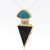 2020s Paraiba Tourmaline and Onyx in 14k Retro Drop Pendant Necklace For Sale - Image 5 of 5