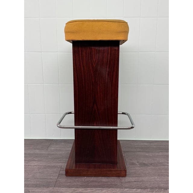 Vintage Italian Wooden Bar Stool with Padded Seat, 1970s For Sale - Image 6 of 15