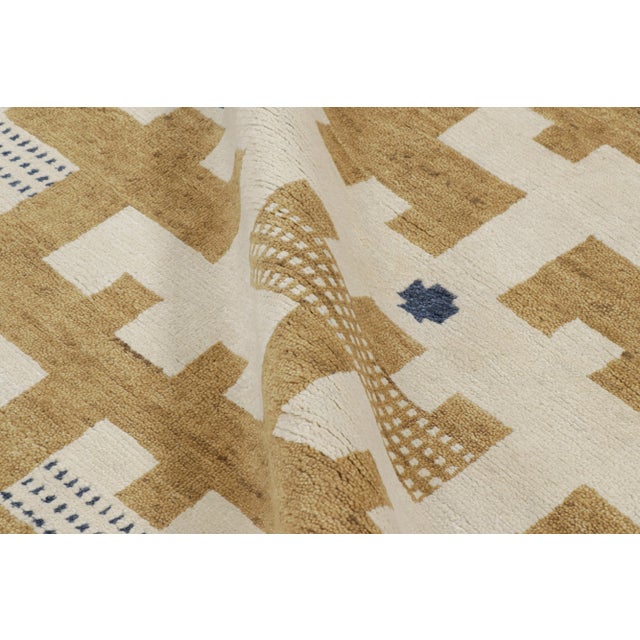 Rug & Kilim’s Scandinavian Style Rug in Beige-Brown and White Geometric Patterns - 12x15 For Sale In New York - Image 6 of 8
