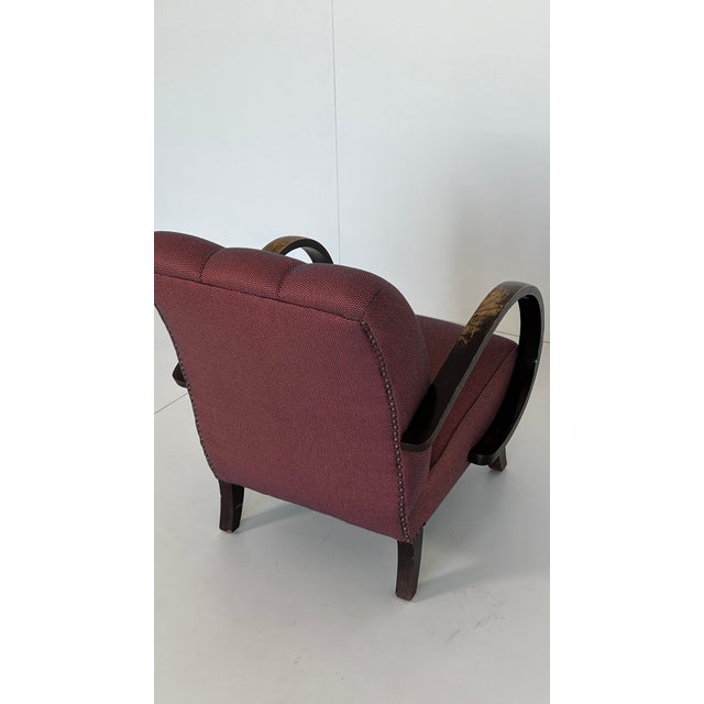 Wood Padded Chair in the style of Jindřich Halabala, 1930s For Sale - Image 7 of 11