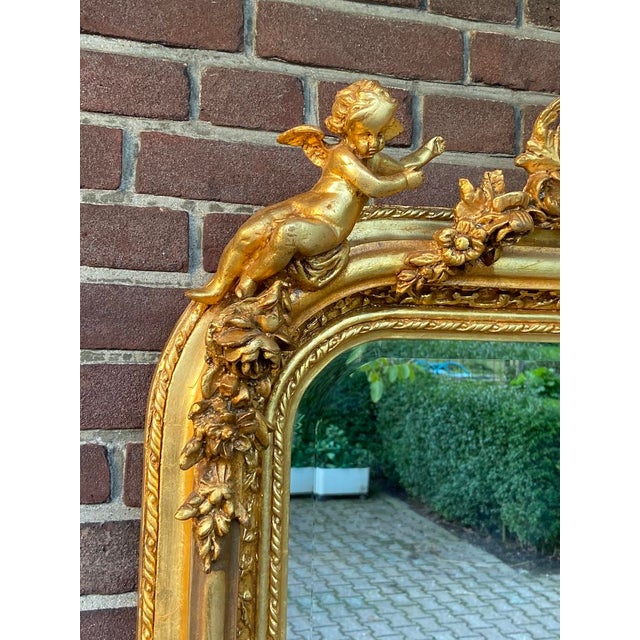 Late 20c French Artisan Louis XVI Gold Beech Floor Mirror For Sale - Image 12 of 14