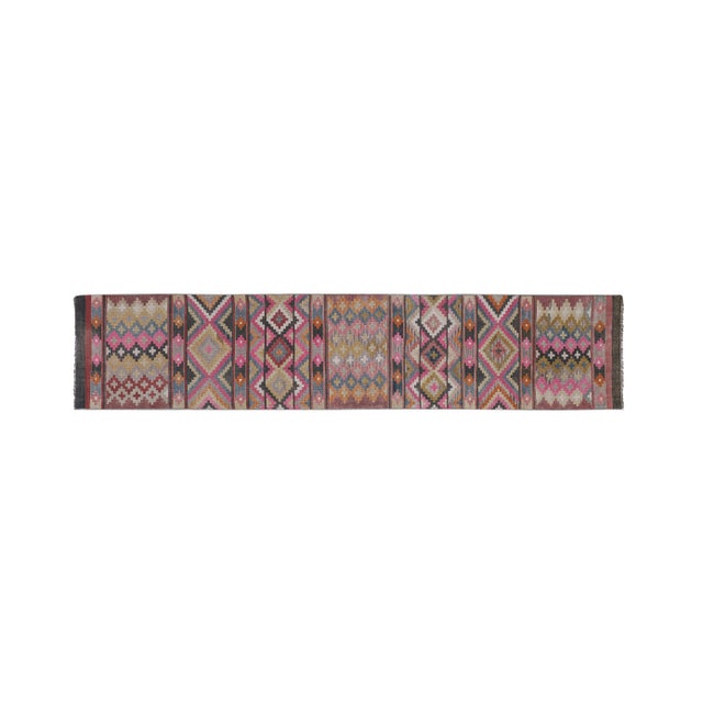 Mid 20th Century Vintage Turkish Kilim Runner 2'6'' X 12'2'' Hand woven with high quality pure wool 29.9" x 146.5" / 76 x...