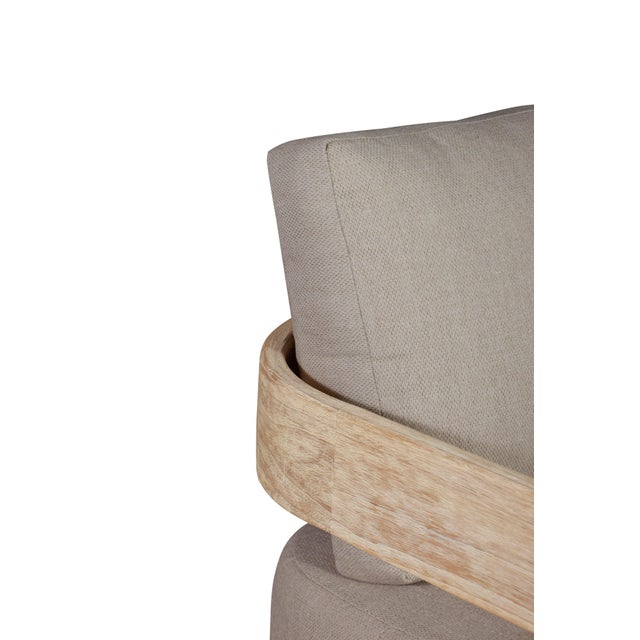 Paradiso Outdoor Teak Natural Look Revolving Chair - Gray Fabric For Sale In Chicago - Image 6 of 12