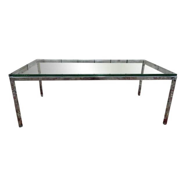 Chromed Metal and Glass Coffee Table, 1970s For Sale