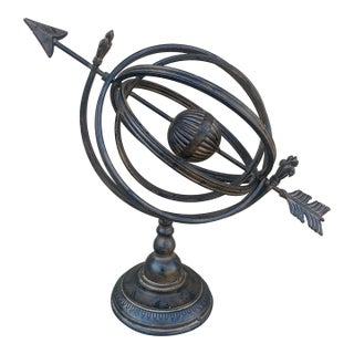 Vintage French Country Iron Garden Armillary Sundial, Classic English Garden Decor For Sale