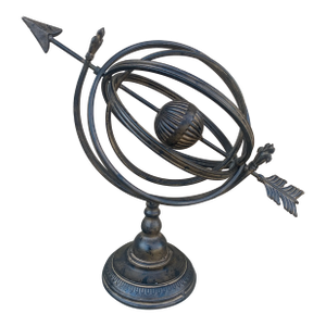 Vintage French Country Iron Garden Armillary Sundial, Classic English Garden Decor