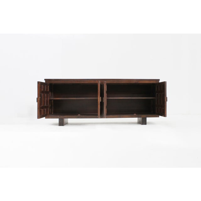 Brown Vintage Spanish Brutalist Sideboard, 1970s For Sale - Image 8 of 9