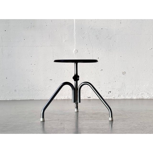 Industrial Brown Height-Adjustable Stool, 1970s For Sale - Image 5 of 13