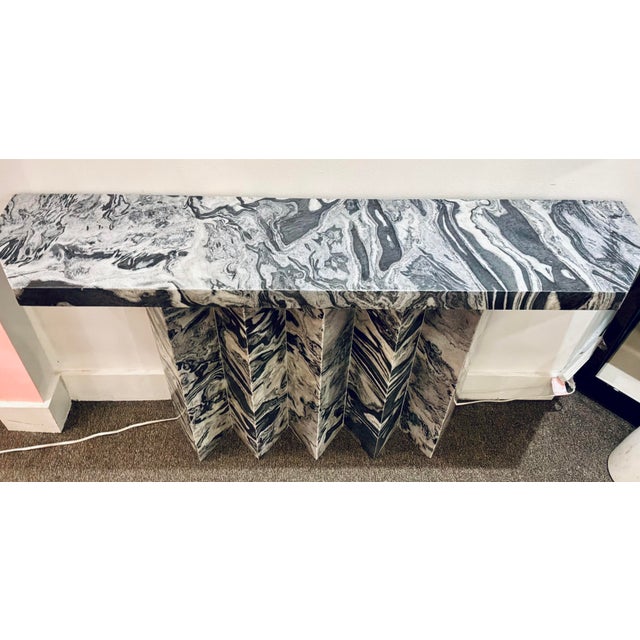 Stylish Contemporary Gray and Black Console Table, showroom floor sample