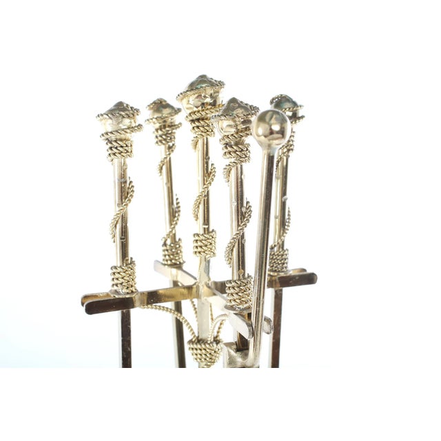 Mid 20th Century European Brass Fireplace Tool Accessories - 5 Pieces For Sale - Image 4 of 10