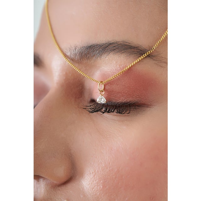 Metal Charm Heart Shaped Diamond Solitaire Pendant in 14k Yellow Gold For Sale - Image 7 of 15