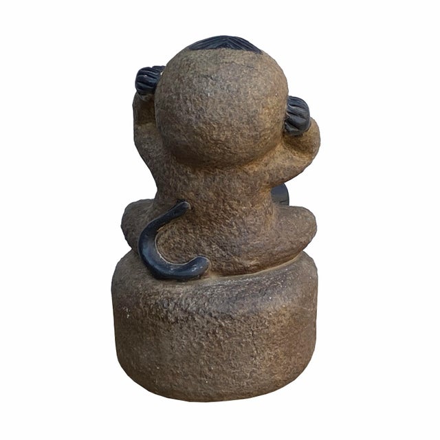 Black Gray Brown Two Colors Stone Monkey Ape Figure For Sale - Image 4 of 7