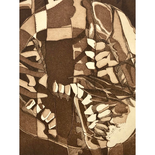 Vintage Modernist Abstract Etching by J Bond For Sale - Image 4 of 6
