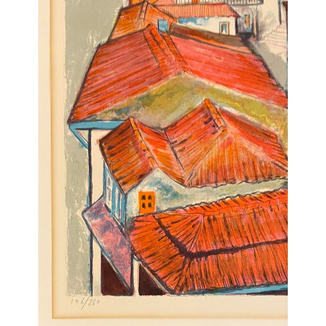 Mediterranean 1960s European Village Rooftop Lithograph For Sale - Image 3 of 4