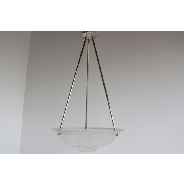 Vintage Art Deco French Pendant Light in Glass, 1920 For Sale - Image 3 of 14