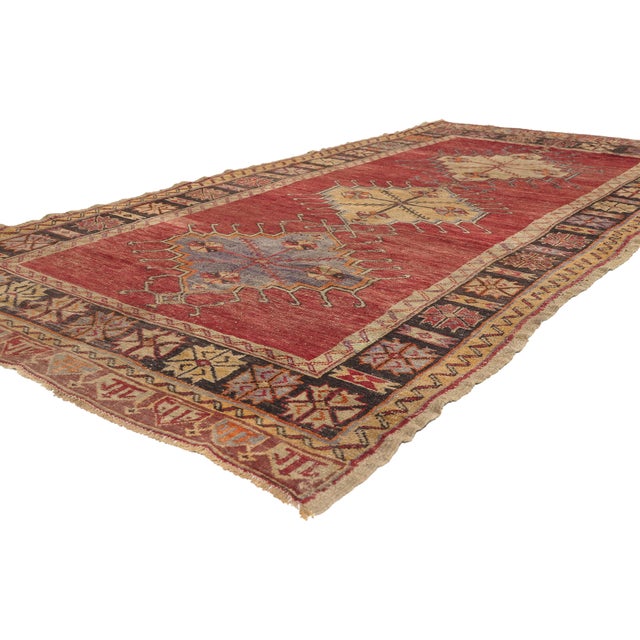 51801 Vintage Turkish Oushak Rug, 05'02 x 11'00. The Anatolian Legacy: A Vintage Turkish Oushak Masterpiece of Tribal...