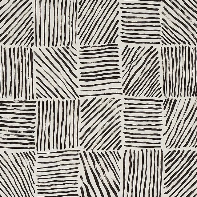 Sample - Schumacher X Caroline Z Hurley Katama Fabric in Black For Sale