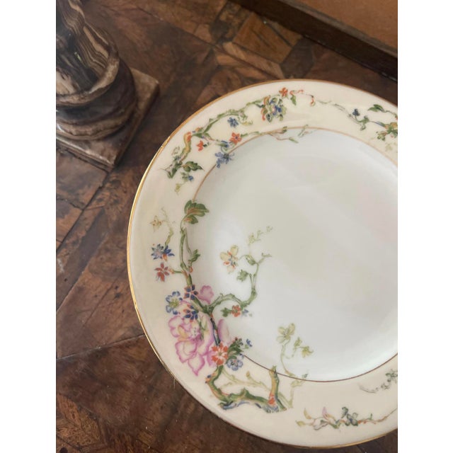 Ceramic Vintage Mid-Century Modern Czechoslovakian Epiag Floral Yellow and Pink 6.5” Bread Plates Garden Party Chic - Set of Nine (9) For Sale - Image 7 of 8