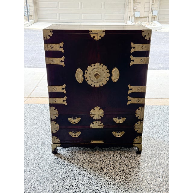 Asian Antique Korean Bandaji Cabinet With Butterfly Drawer Pulls For Sale - Image 3 of 10