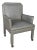 Modern Gray Faux Leather Modified Parsons Style Armed Accent Chair on Casters For Sale