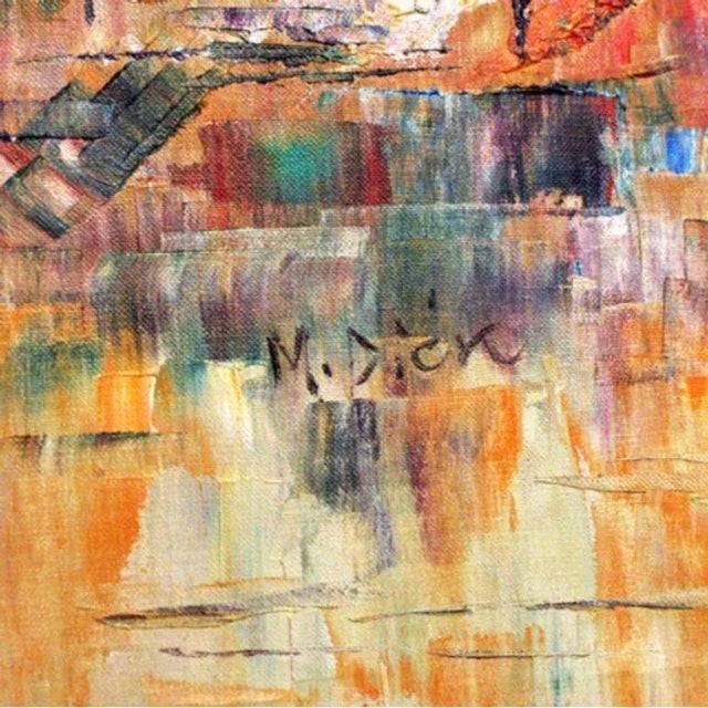 Mid-Century Modern Mid-Century Modern Oil on Canvas Cityscape by M. Dick For Sale - Image 3 of 5
