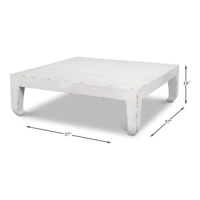 Ming Style Low Coffee Table in Antique White Pine For Sale - Image 10 of 10