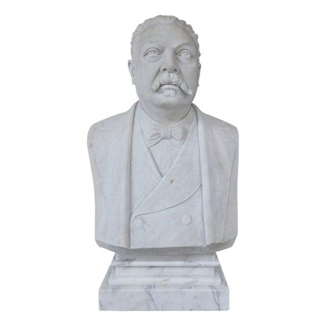 19th Century White Marble Bust of a Man For Sale