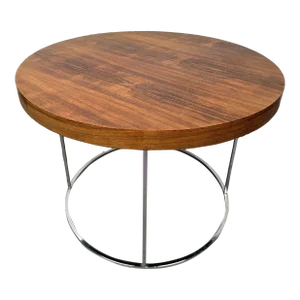Vintage Chrome and Wood Side Table