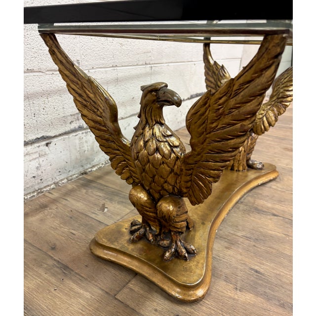 Gold Vintage Italian Made Regency Neoclassical Style Glass Top Coffee Cocktail Table For Sale - Image 8 of 15